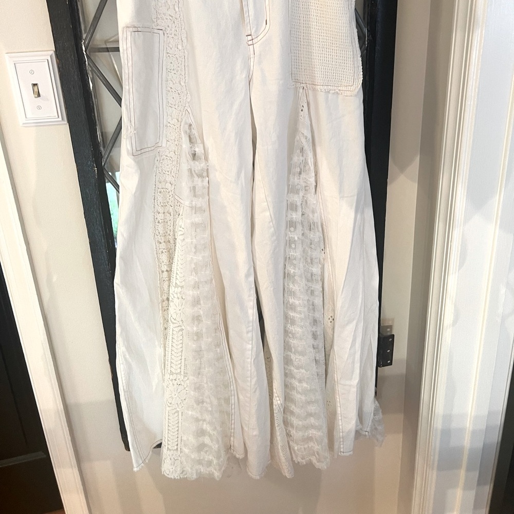 White Lace Detail Pants - Picture 4 of 9
